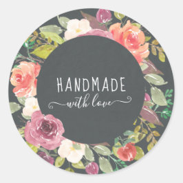 Levendige zomer bloemenhandgemaakt met liefde ronde sticker