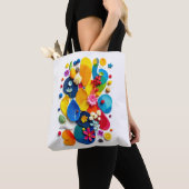 Levendige Zomer Botanische Abstracte Pop Art Tote Bag (Dichtbij)