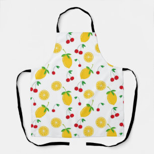 Levendige zomer citrus citroen en rode kersen schort