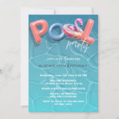 Levendige Zomer Pool Party Blauwe Uitnodiging (Voorkant)