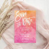 Levendige zomer Roze Sinaasappel Waterverf bruilof Save The Date
