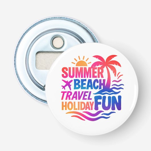 Levendige zomer typografie collage met grafische f button flesopener (Voorkant)