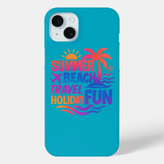 Levendige zomer typografie collage met grafische f iPhone 15 mini hoesje