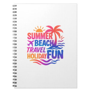 Levendige zomer typografie collage met grafische f notitieboek
