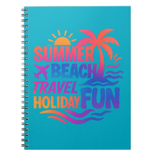 Levendige zomer typografie collage met grafische f notitieboek