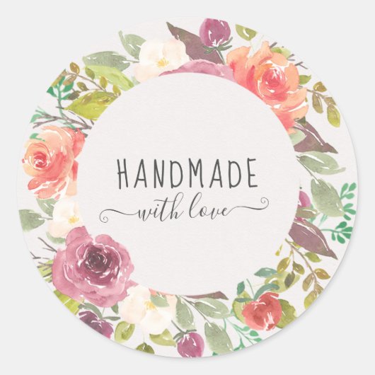 levendige zomerbloem handgemaakt met liefde ronde sticker (Voorkant)