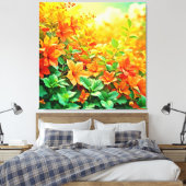 Levendige zomerbloemen canvas afdruk (Insitu (Slaapkamer))