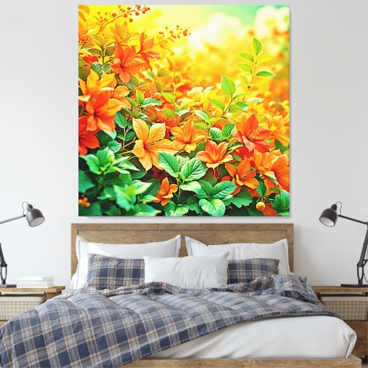 Levendige zomerbloemen canvas afdruk (Insitu (Slaapkamer))