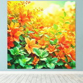 Levendige zomerbloemen canvas afdruk (Insitu (Houten vloer))