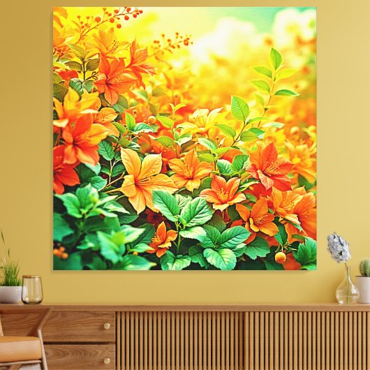 Levendige zomerbloemen canvas afdruk (Insitu (Woonkamer))