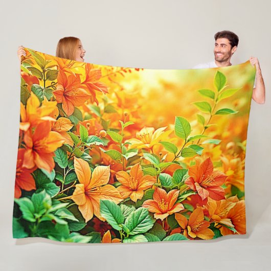 Levendige zomerbloemen fleece deken (In situ)