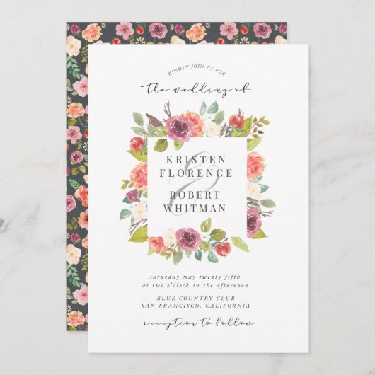 Levendige zomerbloemen | huwelijksuitnodiging kaart (Voorkant / Achterkant)