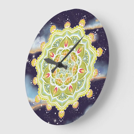 Levendige zomermandala donkernachtklok grote klok (Hoek)