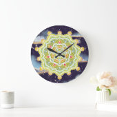 Levendige zomermandala donkernachtklok grote klok (Huis)