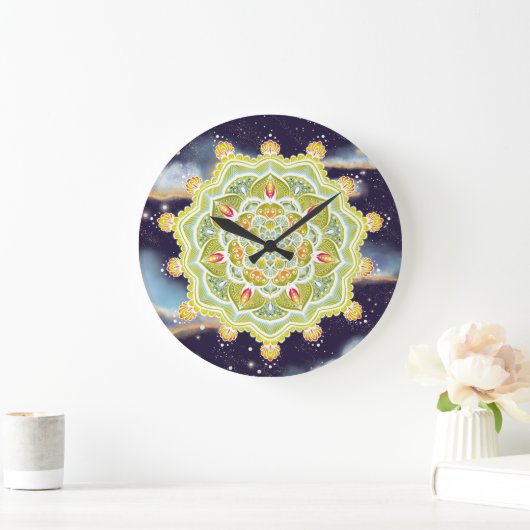 Levendige zomermandala donkernachtklok grote klok (Huis)