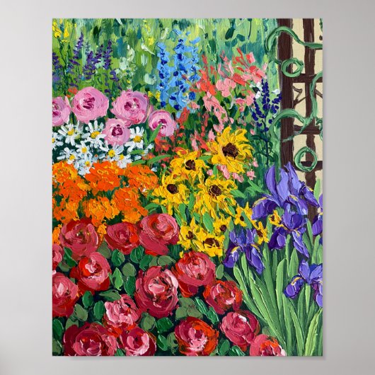 Levendige zomerverblijftuin olieverfschilderij poster (Voorkant)
