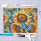 Levendige zonnebloem bloemen en vlinder tissuepapier (Craft)