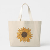 Levendige zonnebloem botanische jumbo tas (Achterkant)