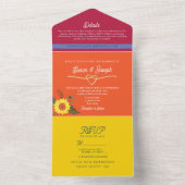 Levendige Zonnebloem bruiloft All In One Uitnodiging (Binnen)