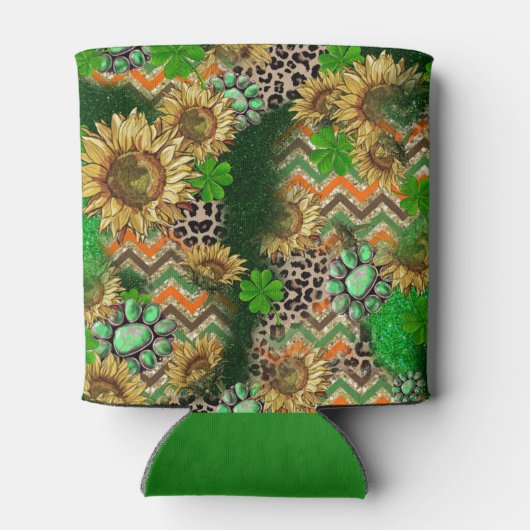 Levendige zonnebloem en Shamrock Blikjeskoeler (Achterkant)