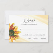 Levendige Zonnebloem Geel Rode Waterverf Bruiloft RSVP Kaartje (Voorkant)