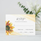 Levendige Zonnebloem Geel Rode Waterverf Bruiloft RSVP Kaartje (Staand voorkant)
