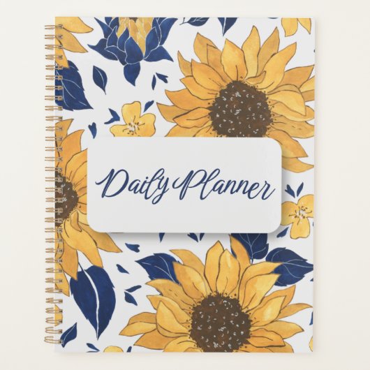 Levendige zonnebloem & marine botanische esthetiek planner (Voorkant)