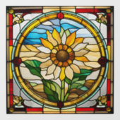 Levendige Zonnebloem Nep Gebrandschilderd Glas Raamsticker (Vel)