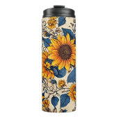 Levendige zonnebloemdromen: waar elke slok bloeit thermosbeker (Voorkant)