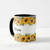 Levendige zonnebloemen | Moderne gele bloem Mok (Voorkant links)