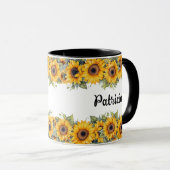 Levendige zonnebloemen | Moderne gele bloem Mok (Voorkant rechts)