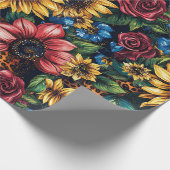 Levendige Zonnebloemen, Rozen & Leopard Print Glit Cadeaupapier (Hoek)