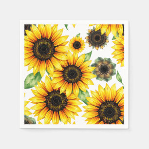 Levendige Zonnebloemen Waterverf Patroon Servet