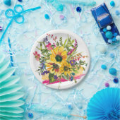 Levendige Zonnebloemen Wildbloemen Bloemen Bloemen Papieren Bordje (Feest)