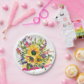 Levendige Zonnebloemen Wildbloemen Bloemen Bloemen Papieren Bordje (Feest)