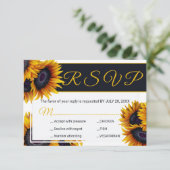Levendige zonnebloemen | Zomer bruiloft maaltijden RSVP Kaartje (Staand voorkant)