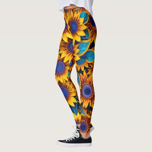 Levendige zonnebloemleggingen leggings (Links)
