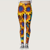 Levendige zonnebloemleggingen leggings (Voorkant)