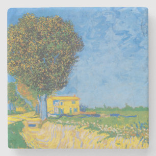 Levendige Zonnige Weg & Gele Huis door Van Gogh Stenen Onderzetter