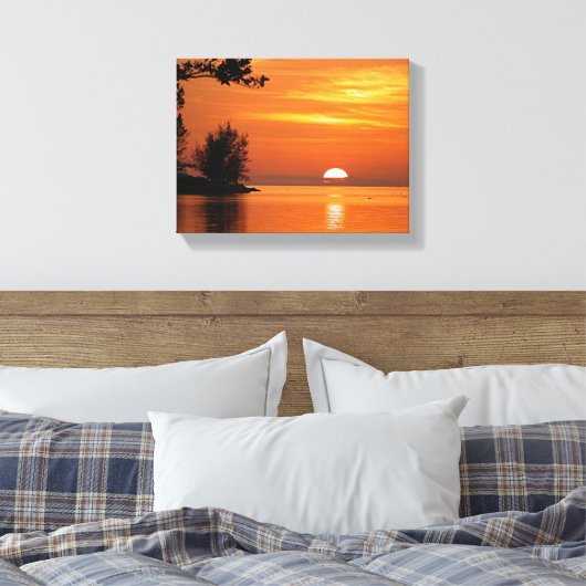 Levendige zonsondergang bij Key West Florida Canvas Afdruk (Insitu (Slaapkamer))
