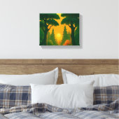 Levendige Zonsondergang Bos Illustratie Canvas Afdruk (Insitu (Slaapkamer))