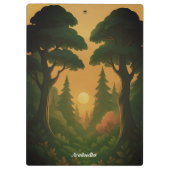 Levendige Zonsondergang Bos Illustratie Klembord (Achterkant)
