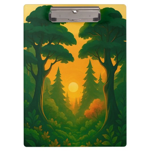 Levendige Zonsondergang Bos Illustratie Klembord (Voorkant)