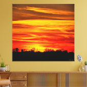 Levendige Zonsondergang Boven Bomen Canvas Afdruk (Insitu (Woonkamer))