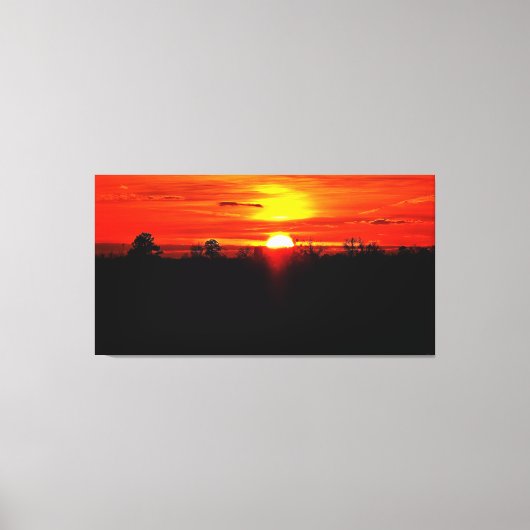 Levendige Zonsondergang Boven Bos Horizon Canvas Afdruk (Voorkant)