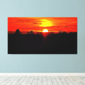 Levendige Zonsondergang Boven Bos Horizon Canvas Afdruk (Insitu (Houten vloer))