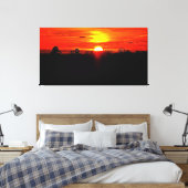 Levendige Zonsondergang Boven Bos Horizon Canvas Afdruk (Insitu (Slaapkamer))