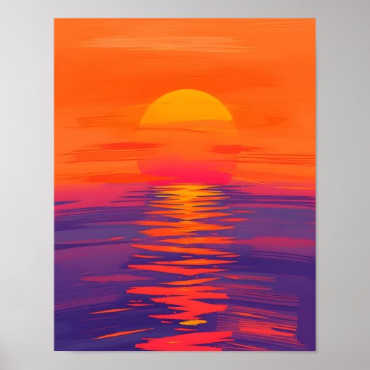 Levendige zonsondergang boven de oceaan poster (Voorkant)