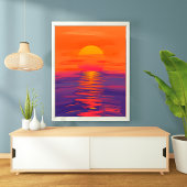 Levendige zonsondergang boven de oceaan poster