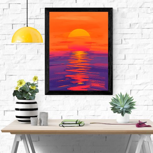 Levendige zonsondergang boven de oceaan poster